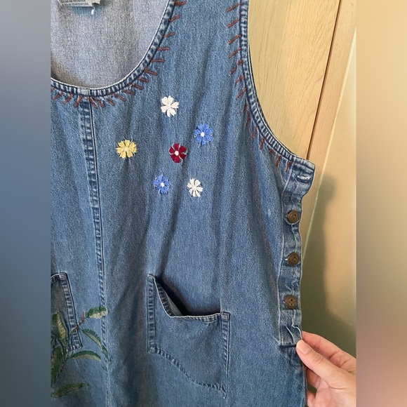 Carolina Blues Plus Denim Jumper Blue Maxi Floral Embroidered Dress 22 / 24 - Picture 10 of 10